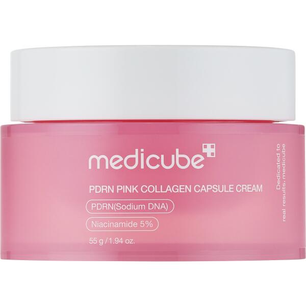 Frasco do Medicube PDRN Pink Collagen Capsule Cream Glowthie sobre fundo branco, Loja de Cosmética Coreana em Portugal