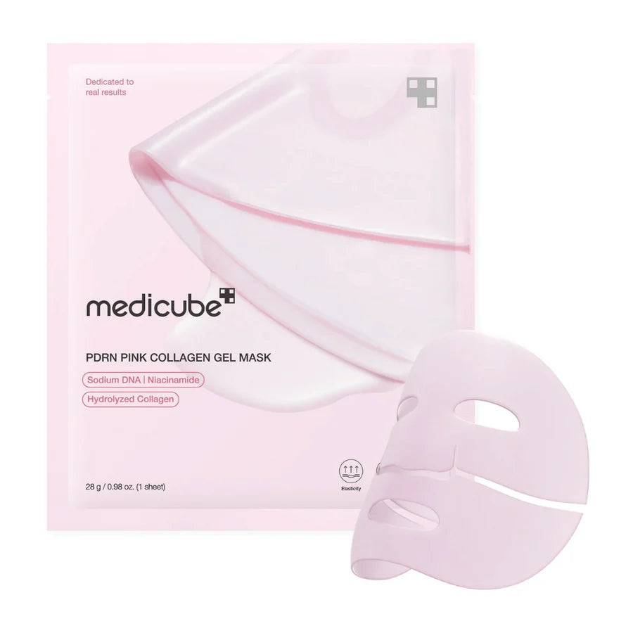 Máscara gel Medicube PDRN Pink Collagen Gel Mask Glowthie sobre fundo branco, Loja de Cosmética Coreana em Portugal