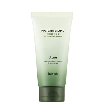 Heimish Matcha Biome Amino Acne Cleansing Foam — espuma facial para pele propensa à acne. Disponível na Glowthie – loja de cosmética coreana em Portugal
