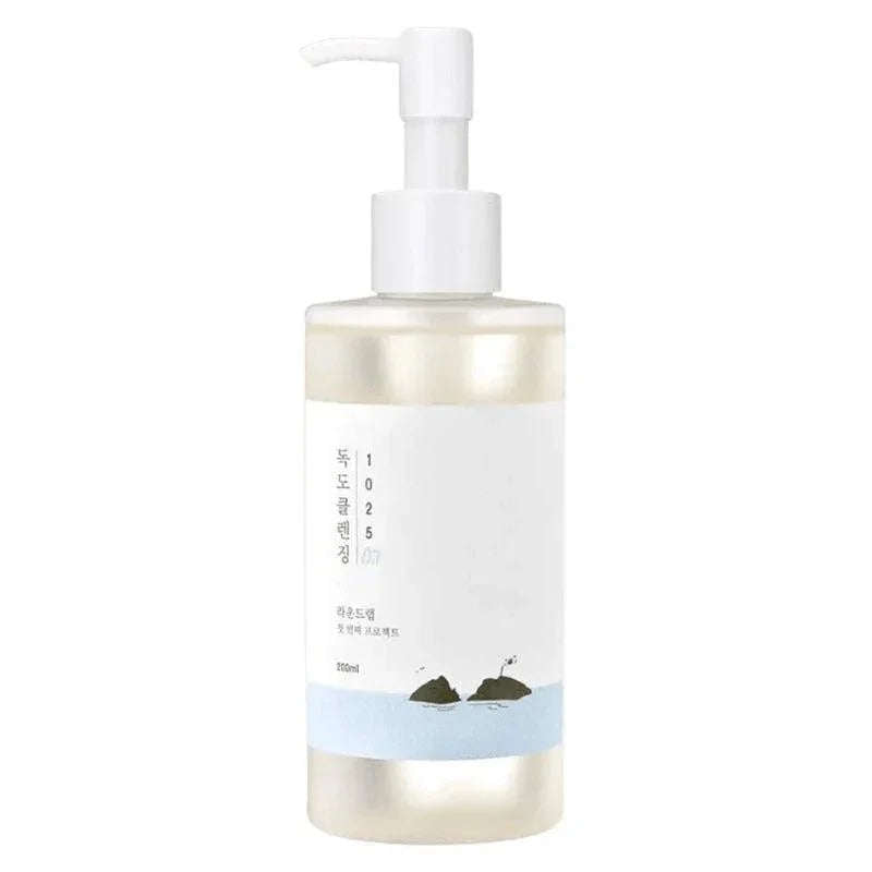 Loção de limpeza facial coreana com doseador, embalagem minimalista, 200ml.