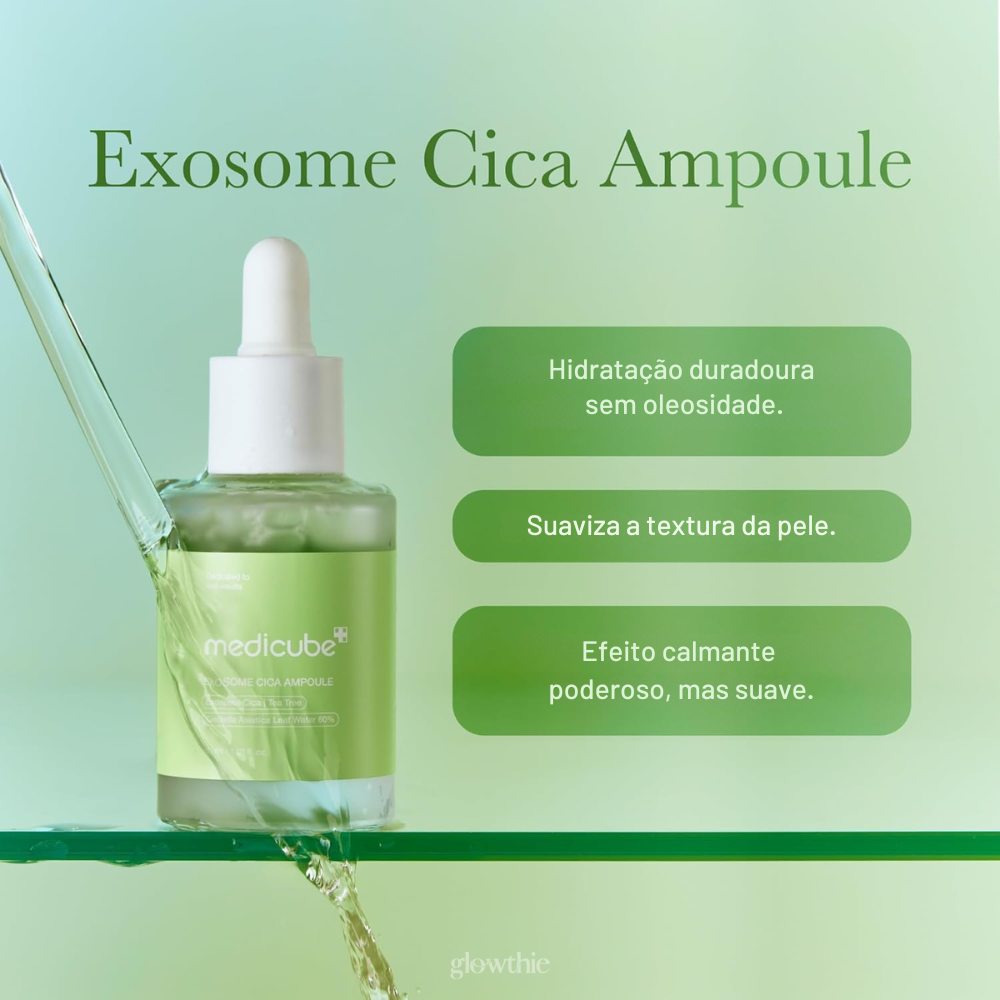 Ampola Medicube Exosome Cica Tea Tree 40ml – cuidado intensivo para pele sensível. Disponível na Glowthie – loja de cosmética coreana em Portugal