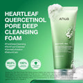 Heartleaf Quercetinol Pore Deep Cleansing Foam da ANUA: uma espuma de limpeza de poros dermatologicamente testada como baixa irritaibilidade, sendo ideal para peles sensíveis.