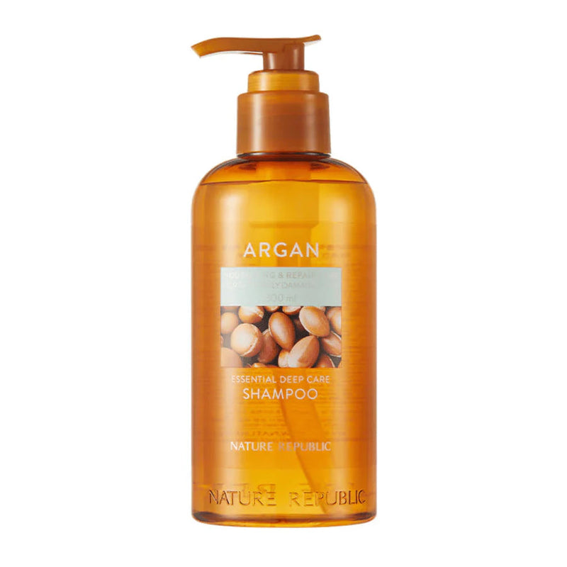 Argan Essential Moisture Repairing Shampoo Nature Republic  Glowthie
