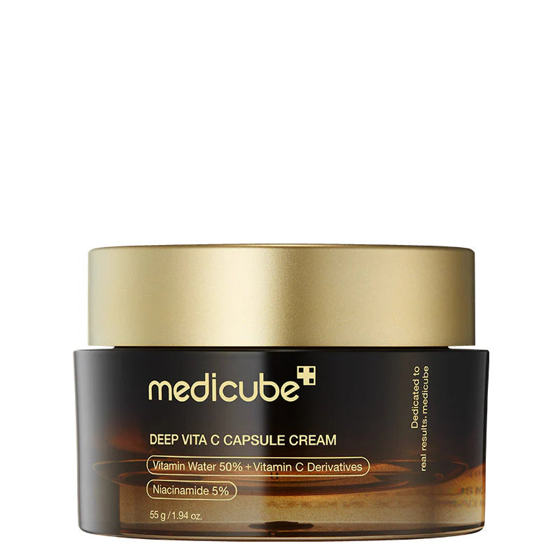 Medicube Deep Vita C Capsule Cream com 50% Sea Buckthorn, vitaminas C, E, niacinamida. Glowthie garante autenticidade