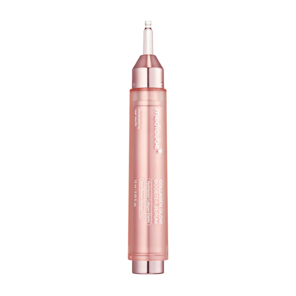 sérum iluminador Medicube Collagen Glow Booster com PDRN. fórmula hidratante e efeito antienvelhecimento 