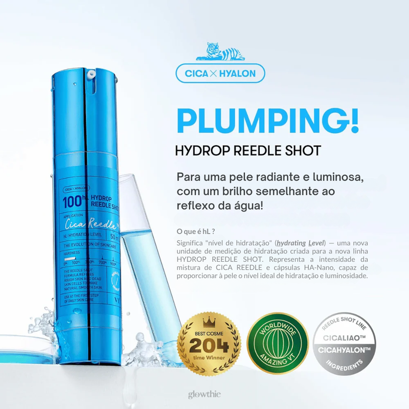 Textura leve e essence “água” do Hydrop Reedle Shot 100hL. Disponível na Glowthie – loja de cosmética coreana em Portugal