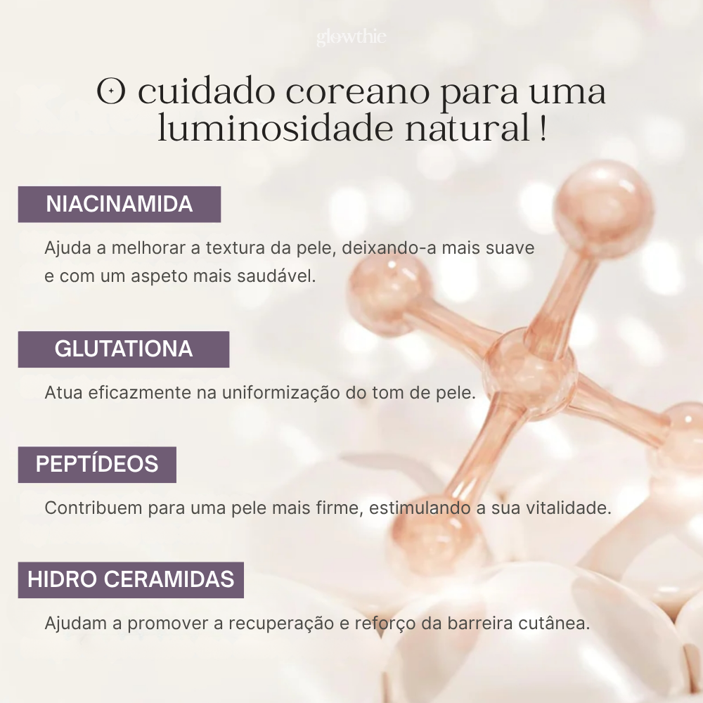 Pele radiante com colagénio, niacinamida e glutationa