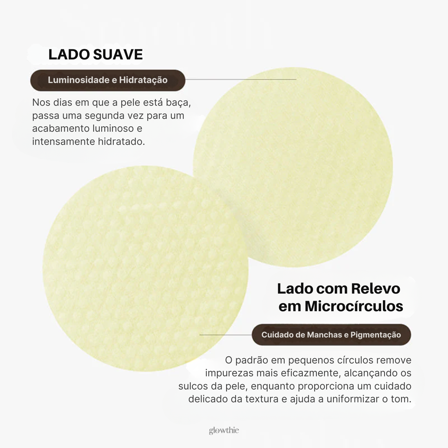 Pads tonificantes com Sea Buckthorn, vitamina C derivada, niacinamida – brilho natural e uniforme.