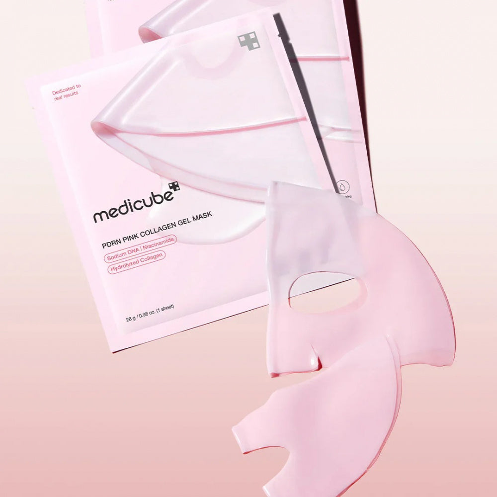 Máscara gel Medicube PDRN Pink Collagen Gel Mask Glowthie sobre fundo branco, Loja de Cosmética Coreana em Portugal