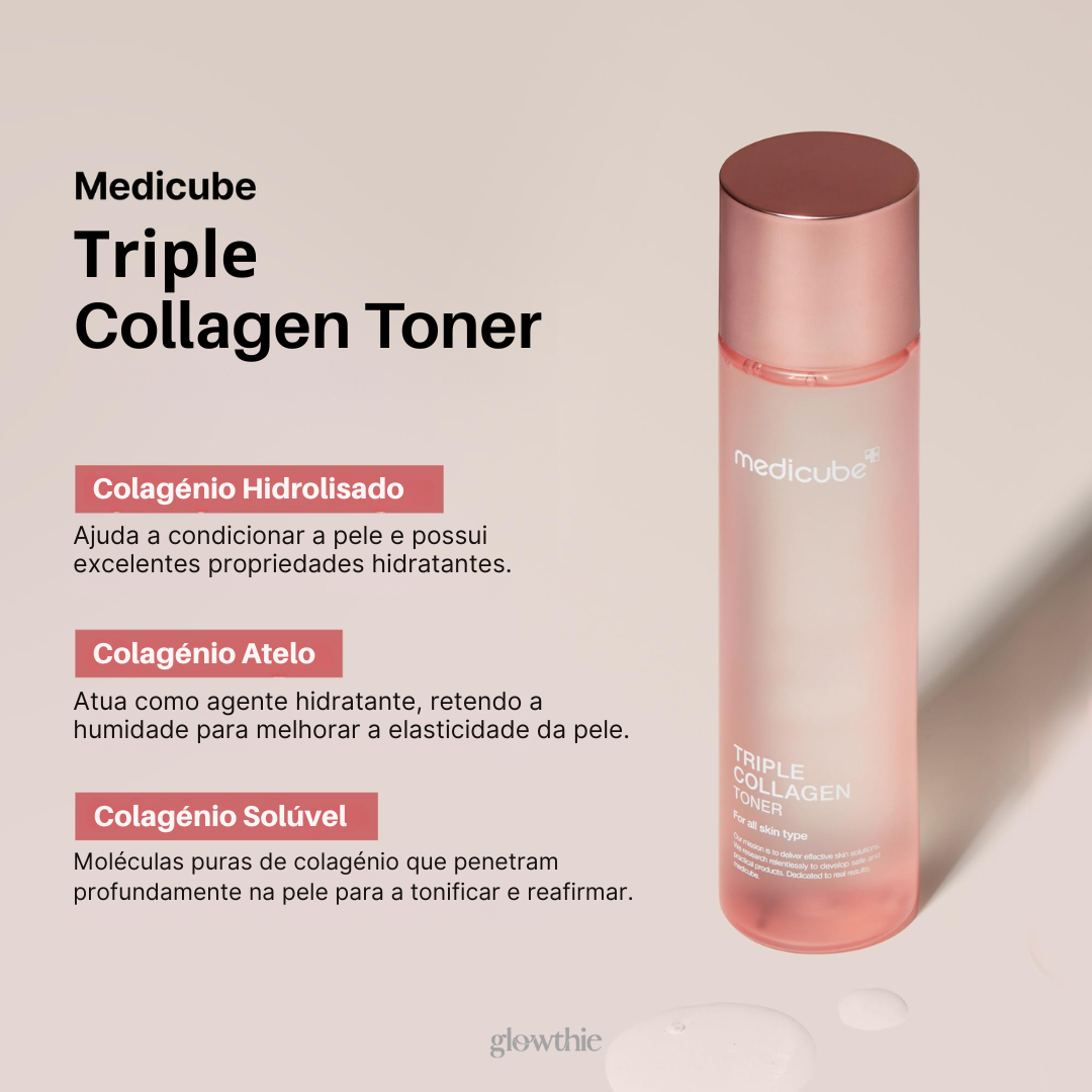 Medicube Triple Collagen Toner 4.0 - Pele suave e preenchida com hidratação intensa.