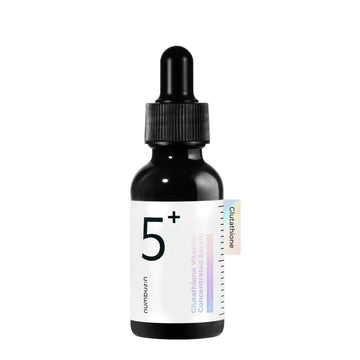 frasco de vidro do No.5+ Glutathione Vitamin Concentrated Serum. Disponível na glowthie portugal