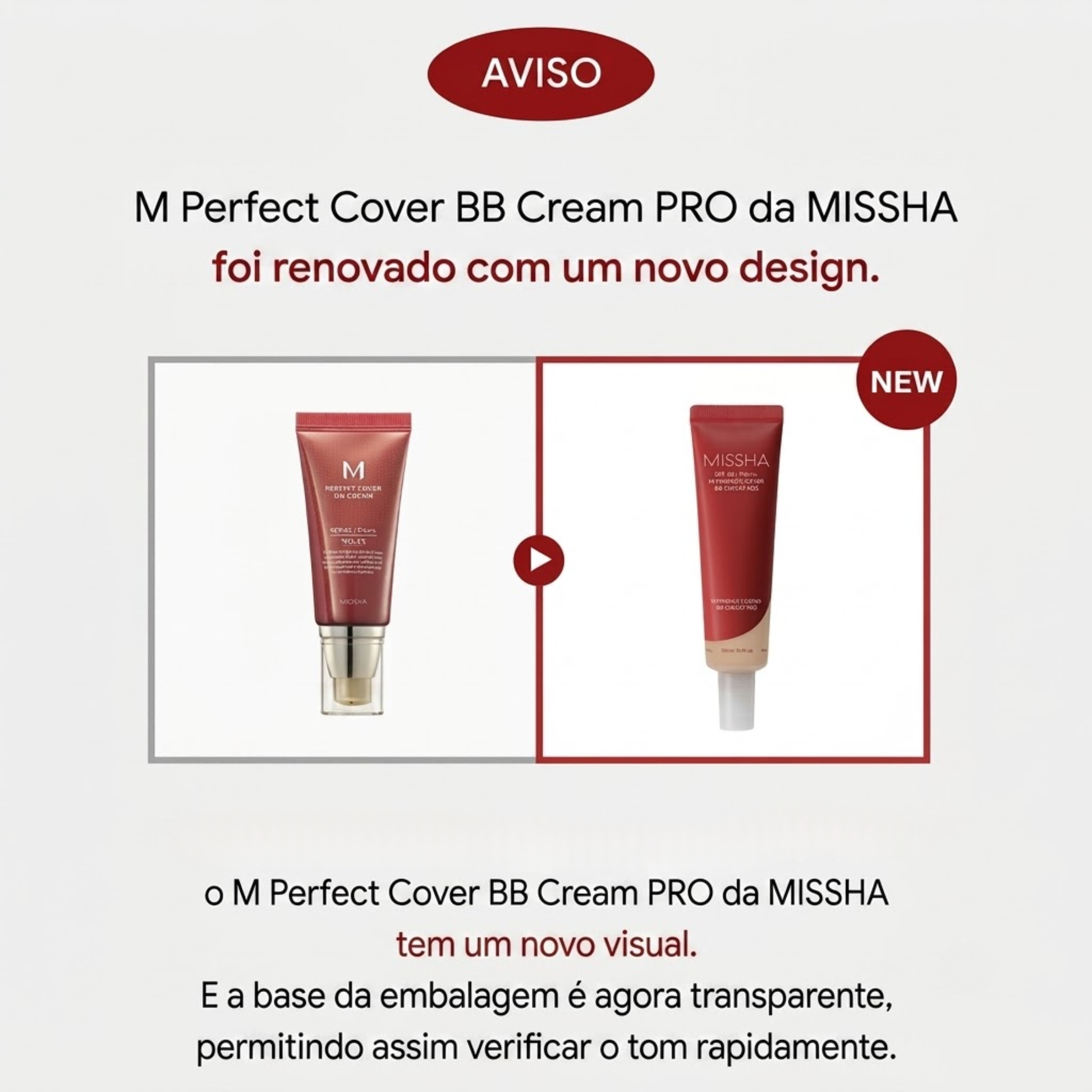 novo design do bb cream coreana Perfect Cover BB Cream PRO- 20ml missha