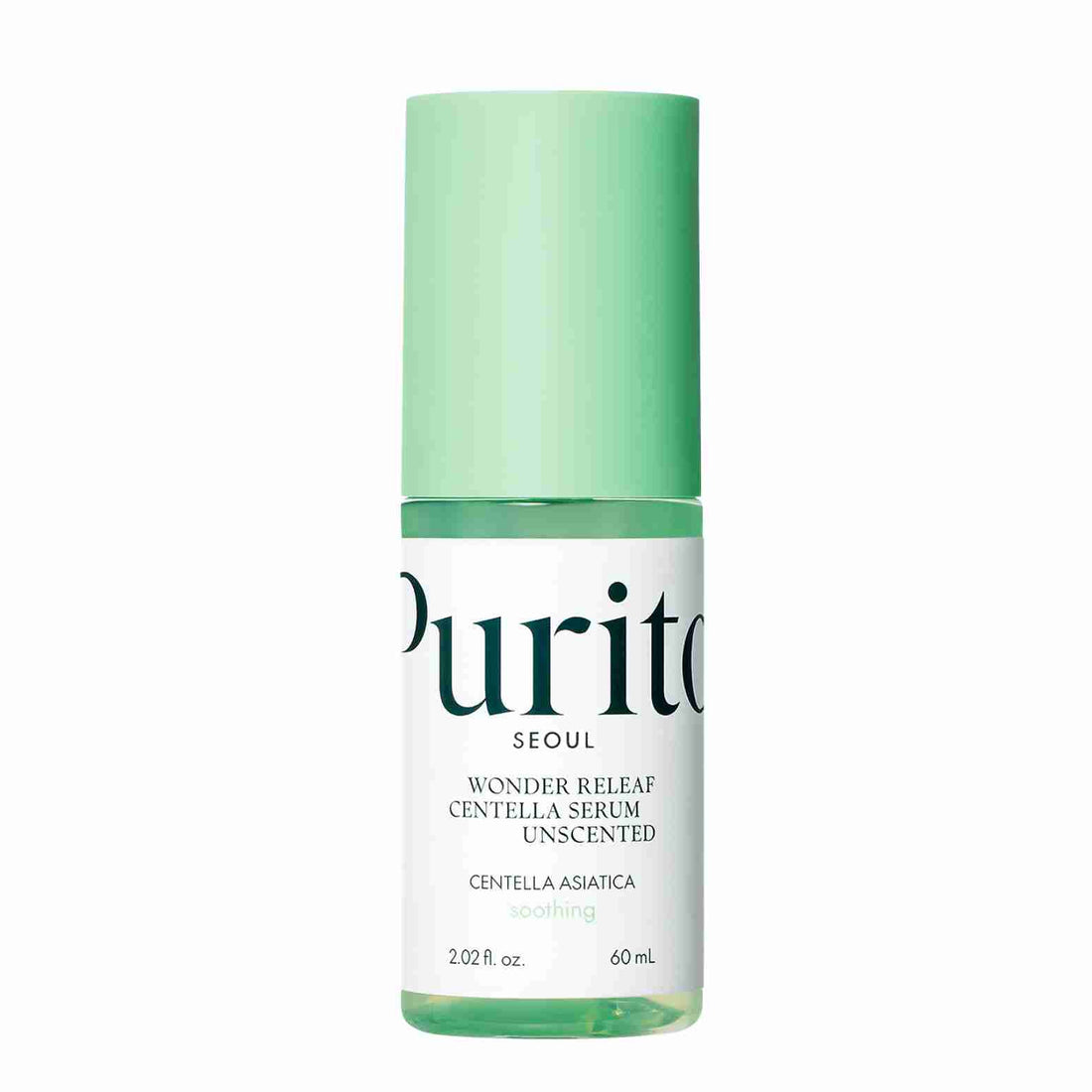 Sérum calmante PURITO Wonder Releaf Centella Unscented com Centella Asiática pura. Disponível na Glowthie – loja de cosmética coreana em Portugal.