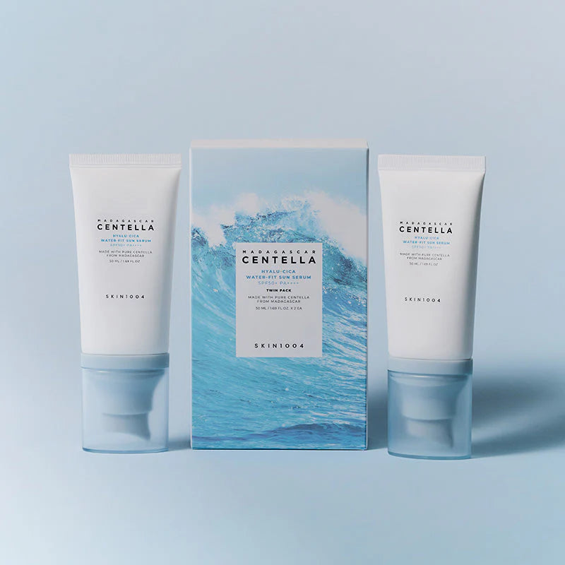 Madagascar Centella Hyalu-Cica Water-Fit Sun Serum TWIN PACK Skin1004  Glowthie