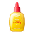 Frasco amarelo vivo do EQQUAL BERRY Vitamin Illuminating Serum, com uma tampa conta-gotas vermelha. O design transmite uma energia fresca e vibrante.