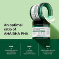 Discos de algodão AHA BHA PHA para cuidados com a pele, pote verde, produto cosmético coreano