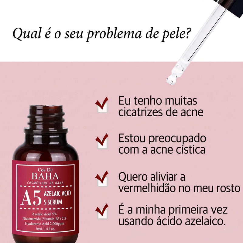 Aplicação do sérum ácido azelaico Cos De Baha no rosto