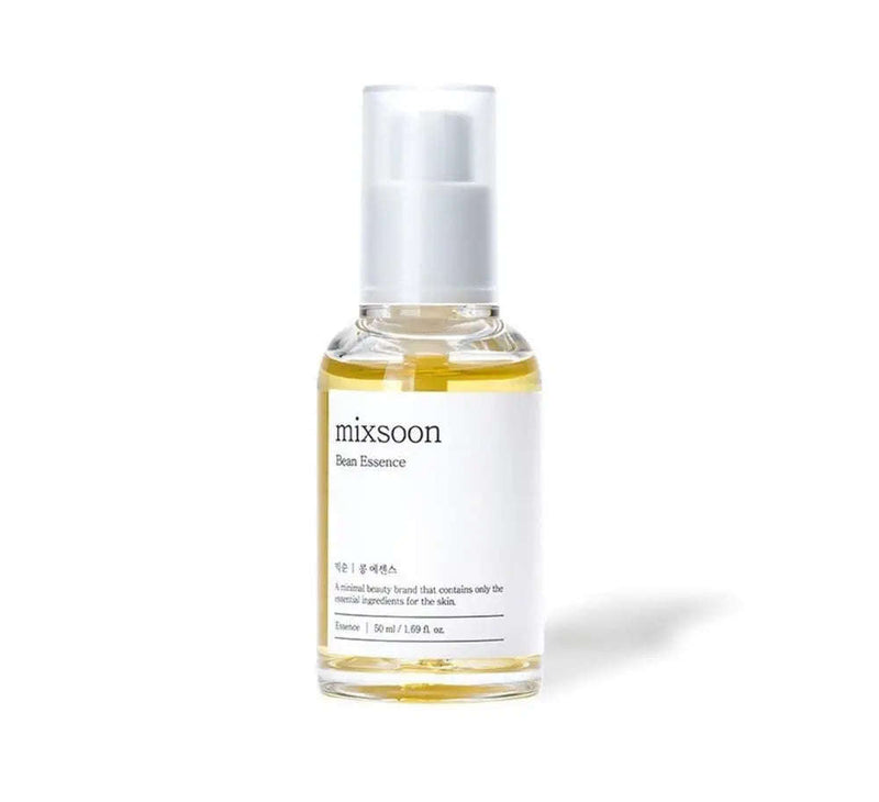 Frasco de 50ml da Mixsoon Bean Essence, essência coreana 2 em 1 para hidratação e esfoliação suave da pele