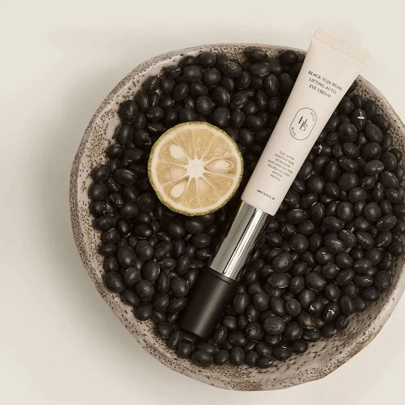 Ingredientes do creme de olhos lifting HEVEBLUE com aplicador metálico