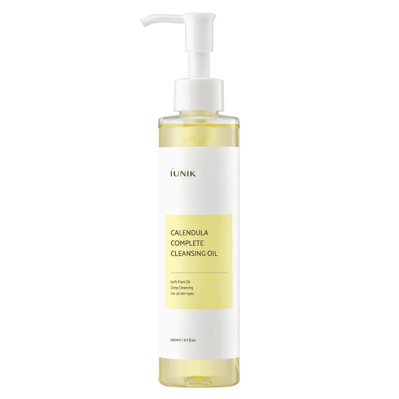 Frasco de iUNIK Calendula Complete Cleansing Oil com tampão pump
