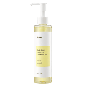 Frasco de iUNIK Calendula Complete Cleansing Oil com tampão pump