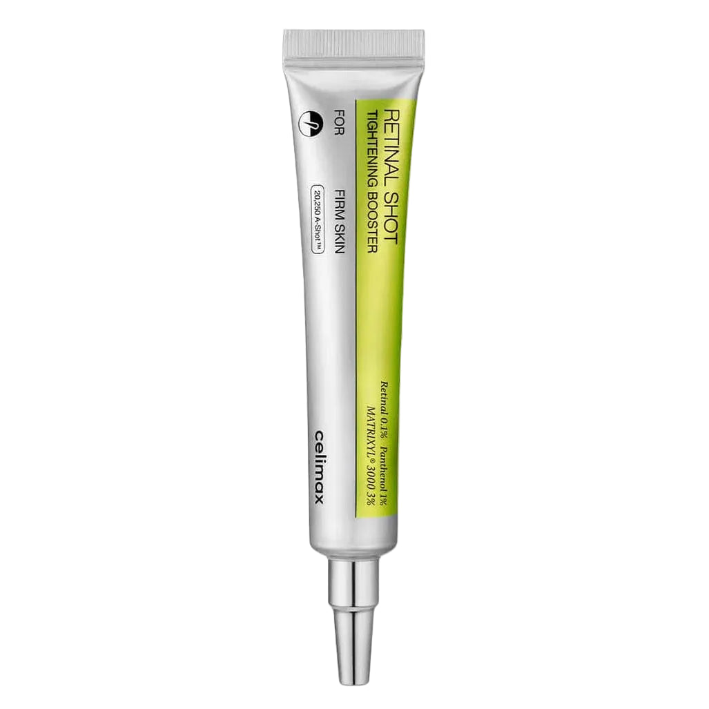 Tubo do Celimax Retinal Shot Tightening Booster sobre fundo branco