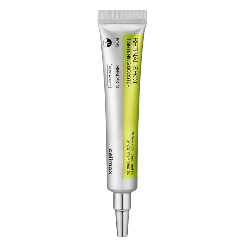 Tubo do Celimax Retinal Shot Tightening Booster sobre fundo branco