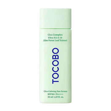 Frasco verde claro de Tocobo Cica Calming Sun Serum com tampa