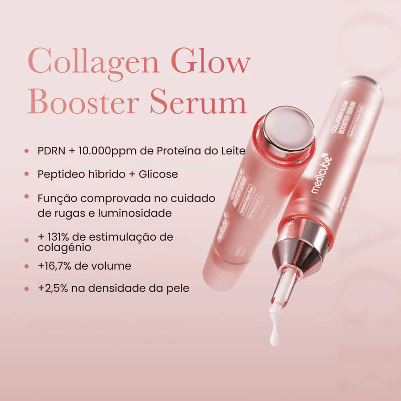 Aplicação do sérum com colagénio da Medicube, com PDRN, DNA de salmão. melhora a elasticidade da pele e promove um brilho saudável