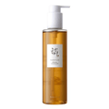 Frasco transparente de óleo de limpeza facial coreano com doseador, rótulo em coreano, cosméticos K-Beauty.