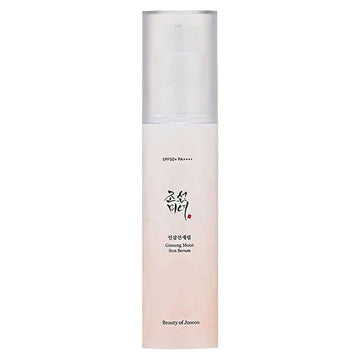 Sérum facial coreano Beauty of Joseon Ginseng Moist Sun Serum SPF50 em embalagem branca minimalista.