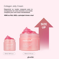 Antes e depois da pele do rosto com uso contínuo do Collagen Jelly Cream Glowthie, mostrando melhoria da firmeza e hidratação.