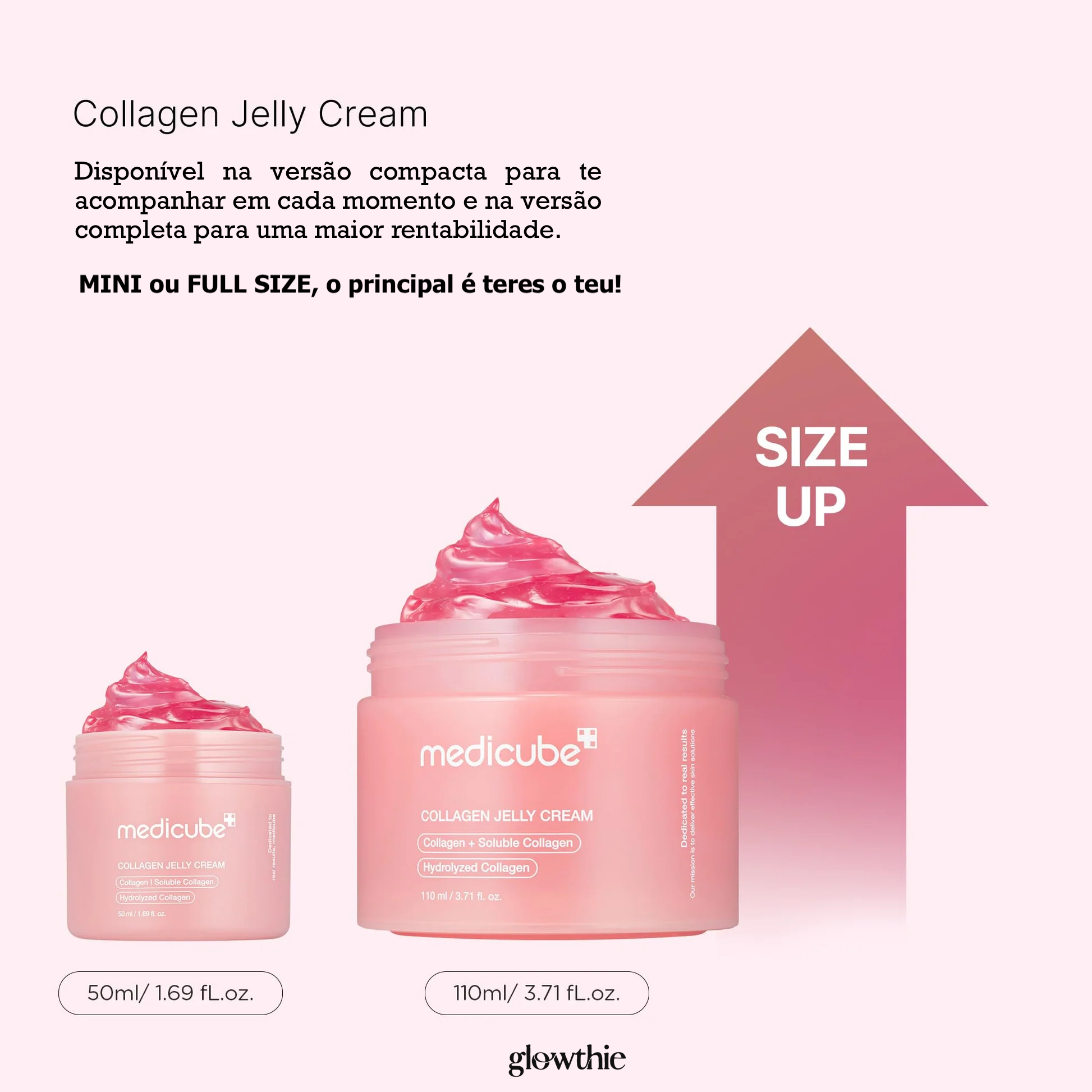 Antes e depois da pele do rosto com uso contínuo do Collagen Jelly Cream Glowthie, mostrando melhoria da firmeza e hidratação.
