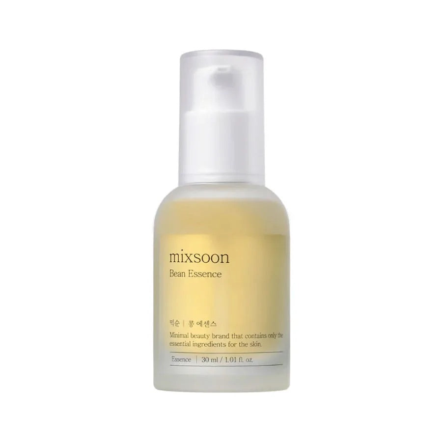 Frasco de 30ml da Mixsoon Bean Essence, essência coreana 2 em 1 para hidratação e esfoliação suave da pele