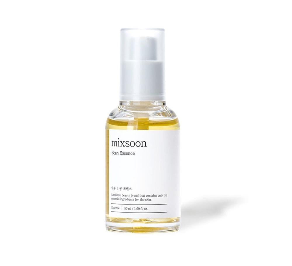Frasco de 50ml da Mixsoon Bean Essence, essência coreana 2 em 1 para hidratação e esfoliação suave da pele