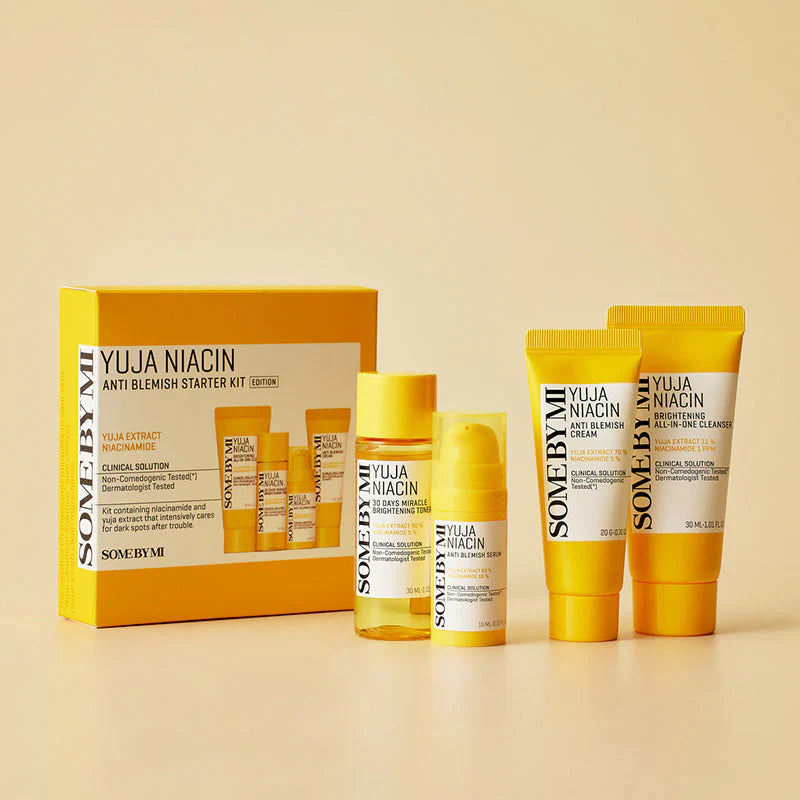 Aplicação da rotina Yuja Niacin Starter Kit – pele mais luminosa e uniforme. Disponível na Glowthie – loja de cosmética coreana em Portugal.