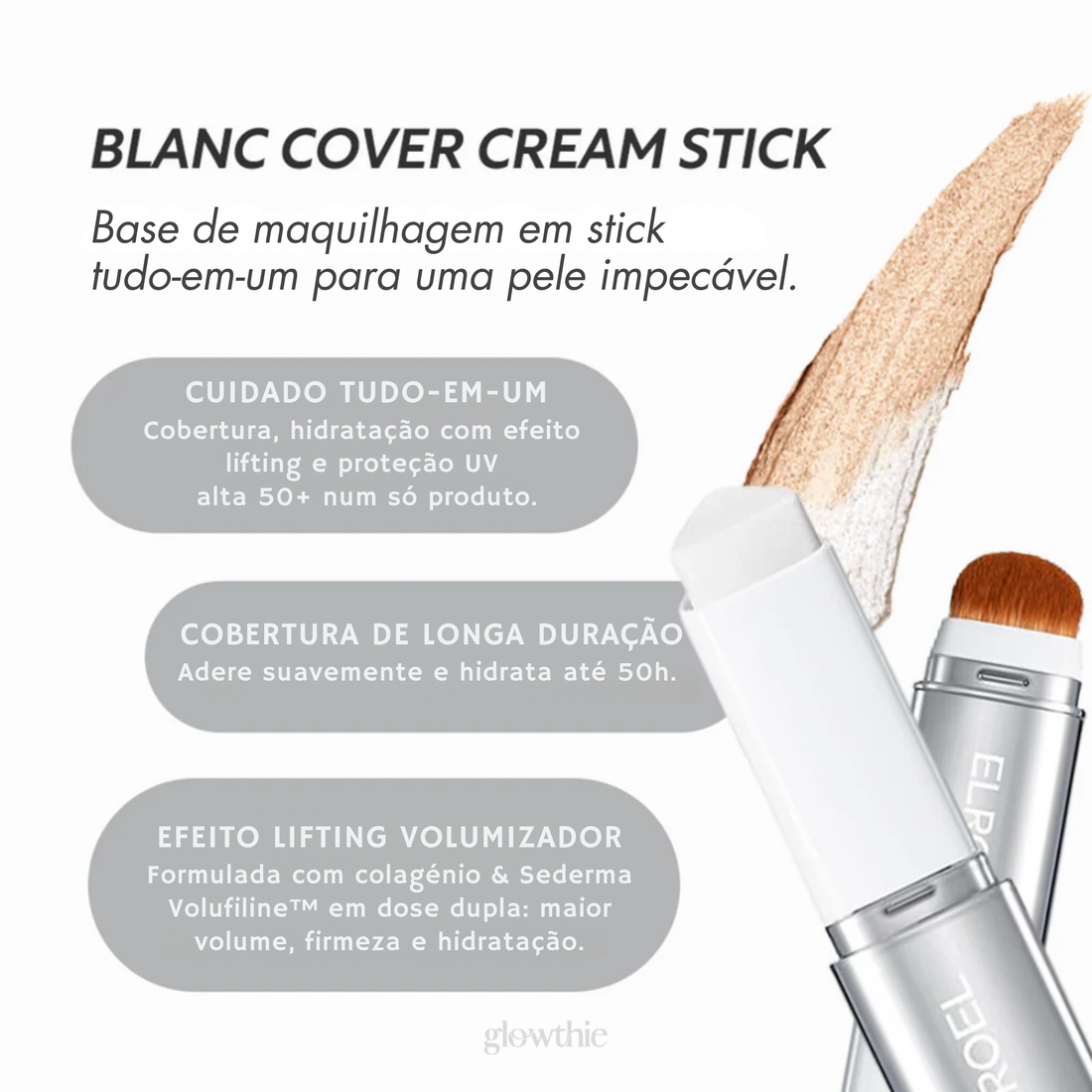 Stick corretor e base cremosa branca de alta cobertura com acabamento natural - maquilhagem coreana