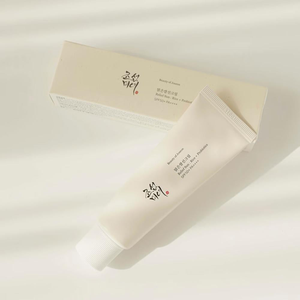 Protetor solar Beauty of Joseon Relief Sun Rice + Probiotics SPF50+ PA++++ 50ml para proteção e hidratação da pele