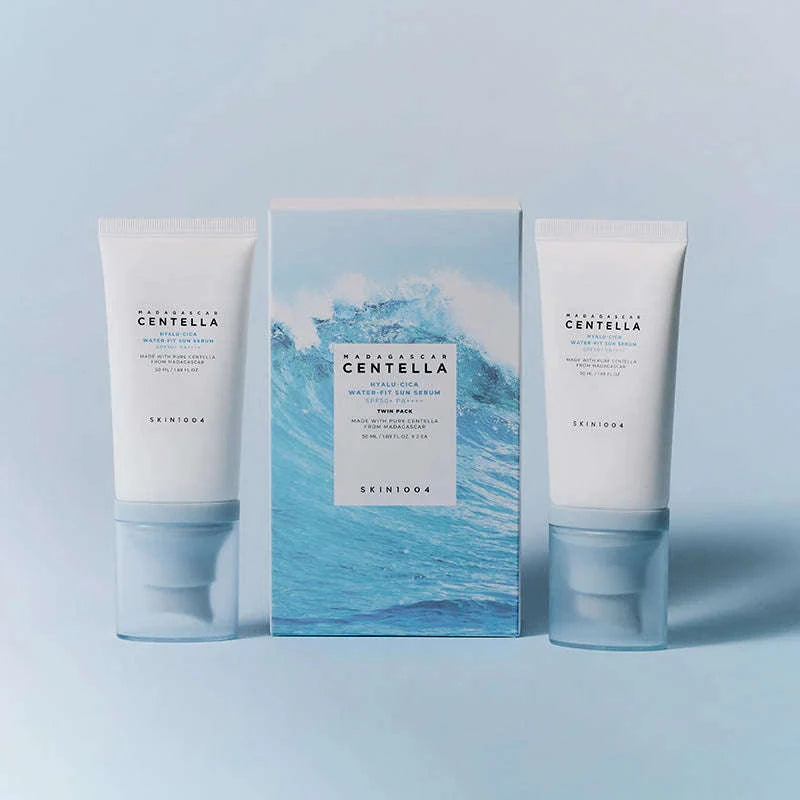 Madagascar Centella Hyalu-Cica Water-Fit Sun Serum TWIN PACK Skin1004  Glowthie