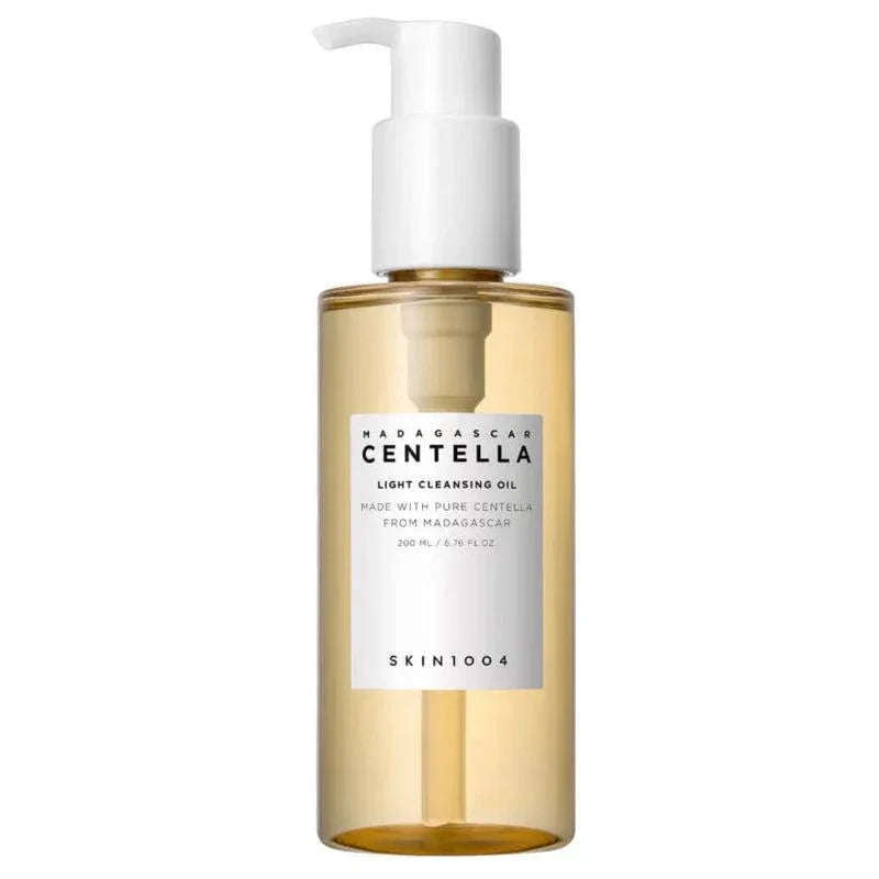 Óleo de limpeza SKIN1004 Centella Madagascar em frasco de 200ml – ideal para remover maquilhagem e impurezas com suavidade.