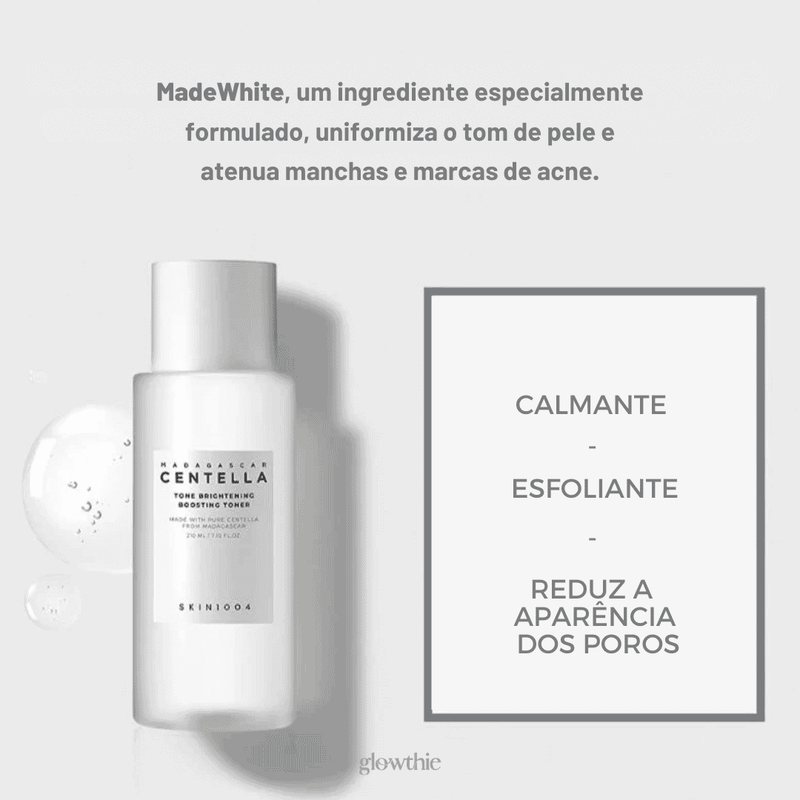 Textura leve e aquosa do tónico Centella da SKIN1004, ideal para peles sensíveis e com tendência a vermelhidão - disponível na Glowthie