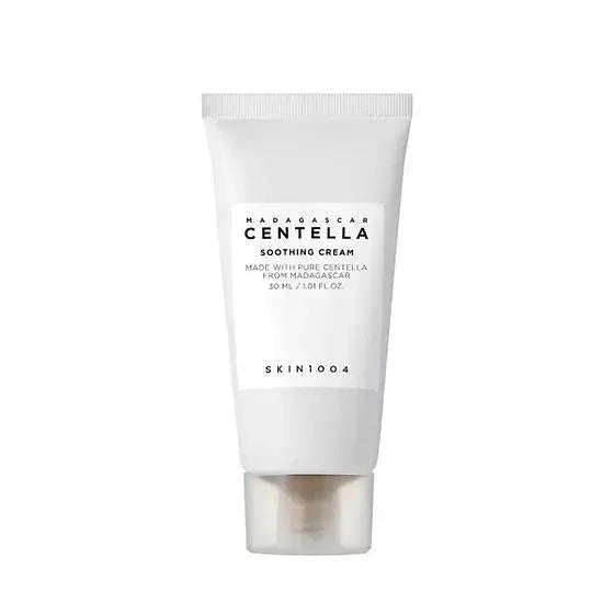 Creme Skin1004 Centella Madagascar calmante em tubo branco, cuidado facial coreano