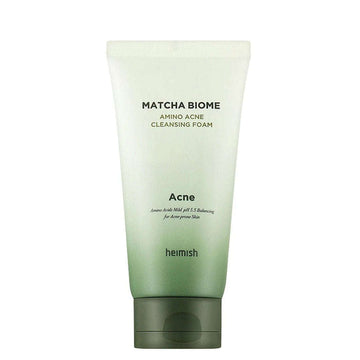 Heimish Matcha Biome Amino Acne Cleansing Foam — espuma facial para pele propensa à acne. Disponível na Glowthie – loja de cosmética coreana em Portugal