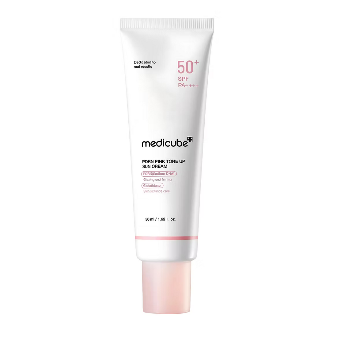Embalagem do Medicube PDRN Pink Tone-Up Sun Cream SPF50