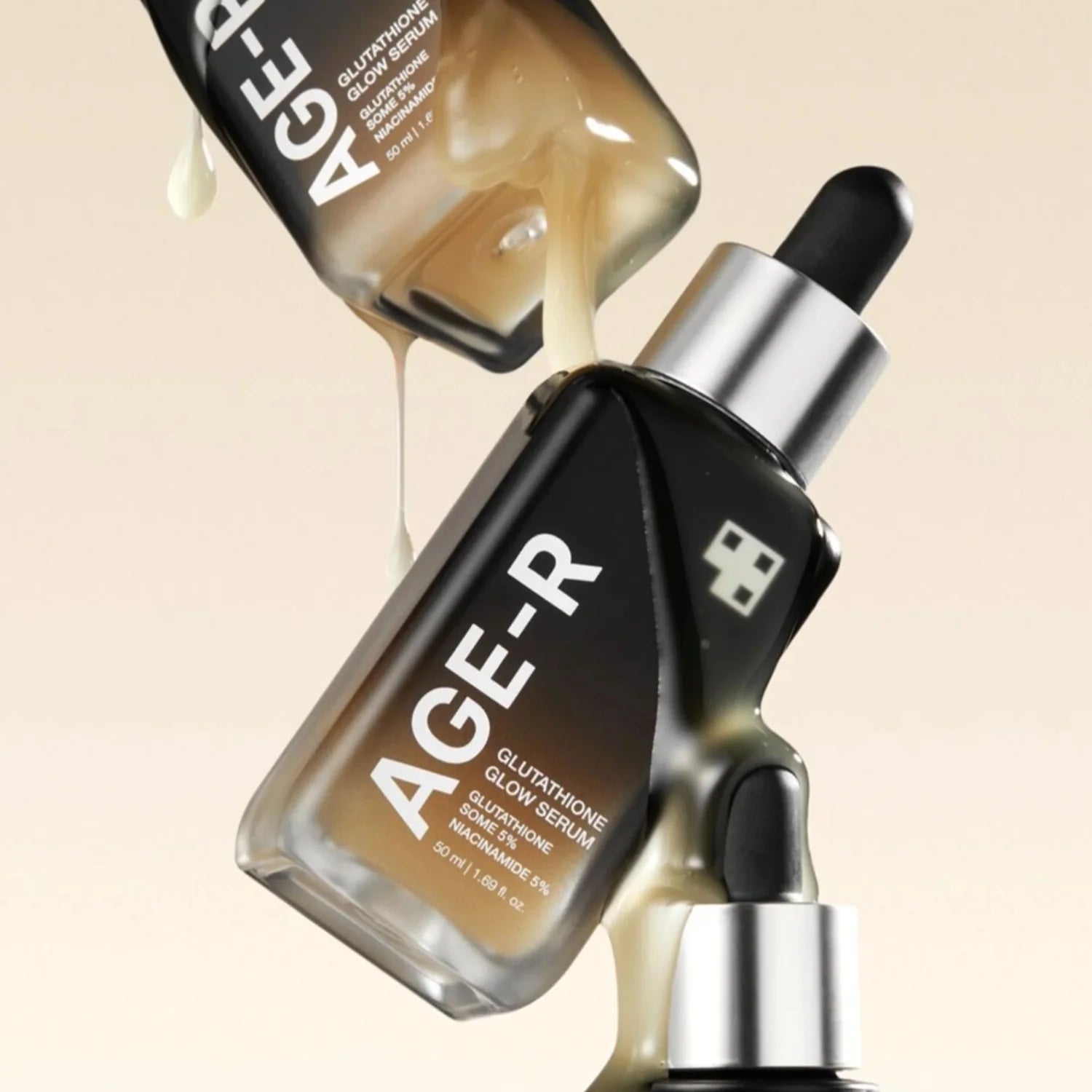 Glow intenso com niacinamida e glutationa 50 000 ppm
Imagem: Frasco com glutationa visível, cercado por ingredientes naturais.
