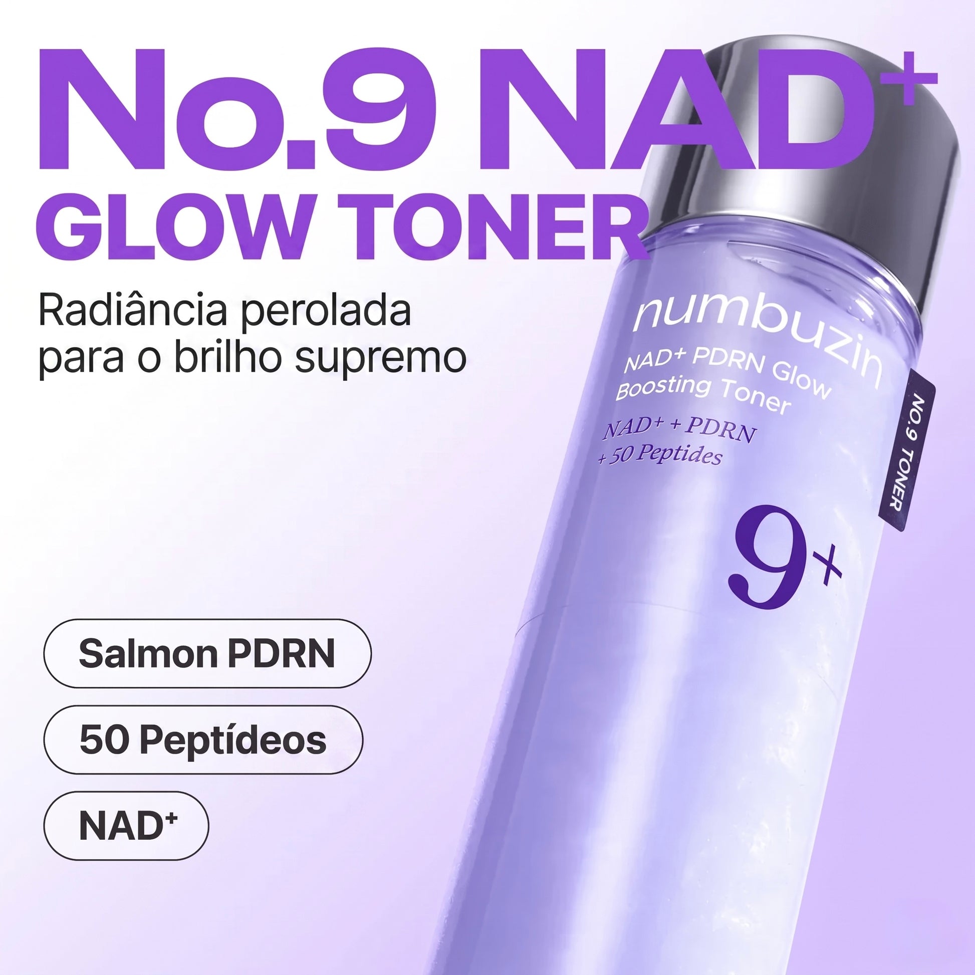 Pele luminosa e hidratada após uso do Numbuzin No.9 Toner