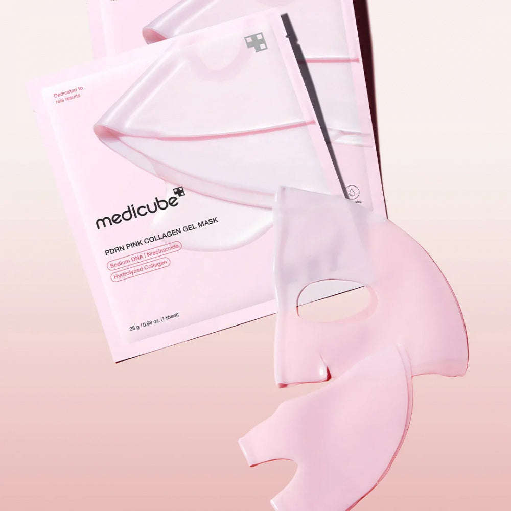 Máscara gel Medicube PDRN Pink Collagen Gel Mask Glowthie sobre fundo branco, Loja de Cosmética Coreana em Portugal
