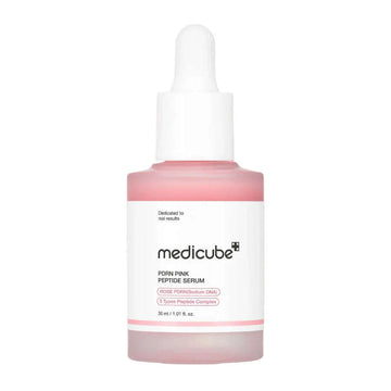 Frasco do sérum Medicube PDRN Pink Peptide 30 ml Glowthie em fundo branco, Loja de Cosmética Coreana em Portugal