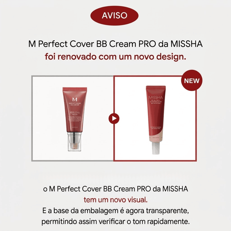novo design do bb cream coreana Perfect Cover BB Cream PRO- 20ml missha