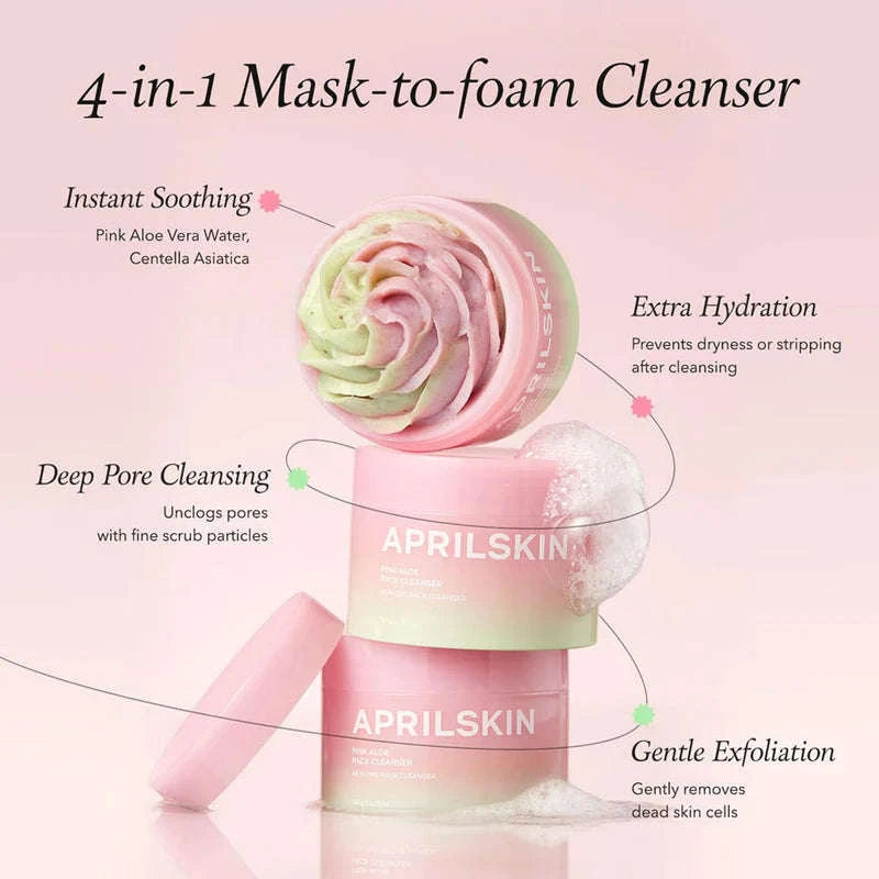 Pink Aloe Pack Cleanser Glowthie  Limpeza Facial APRILSKIN Glowthie Portugal